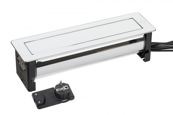 VersaTurn 2x 230V, 2x USB A 5V ,2x RJ45, HDMI biele sklo