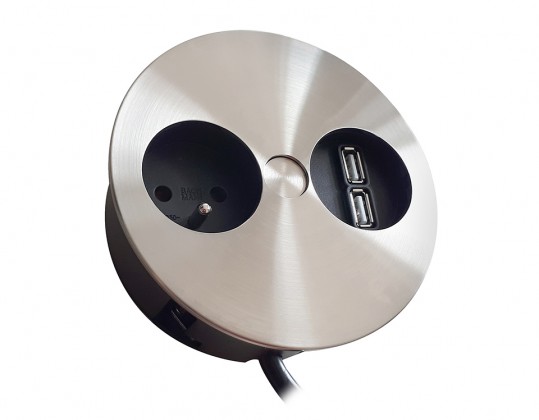 BACHMANN 931.032 Twist USB, 1x 230V, 1x USB-A dvojitá nabíjačka, nerez