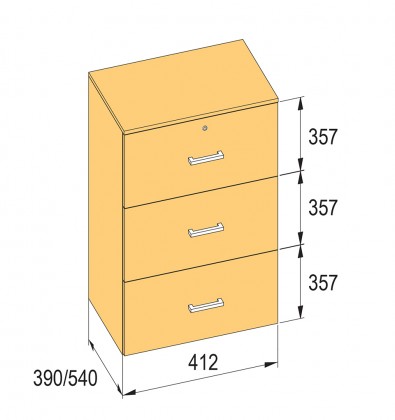 K-BBP Kartotéka typ R3 pre vnútornú šírku 412 mm/390 mm, výška 1076 mm s tlmením