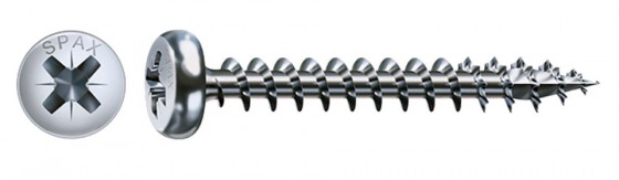 SPAX skrutka 5x20 polguľatá hlava PZ, W, 4C