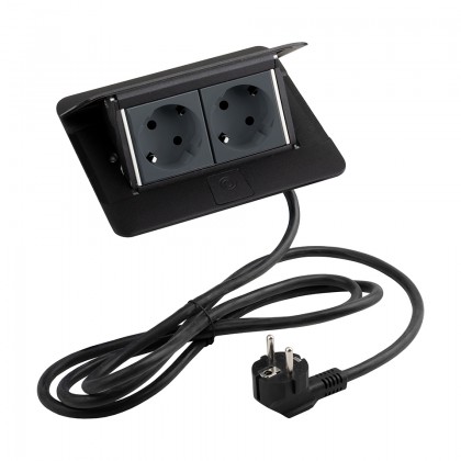 LEGRAND Pop-up v2, 2 x elektrická zásuvka 230 V Schuko čierna mat