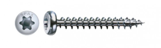 SPAX skrutka 6x80 polguľatá hlava TXS,W,4C,