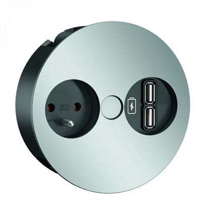 BACHMANN 931.034 Twist USB, 1x 230V + 1x USB-A dvojitá nabíjačka, chrom mat