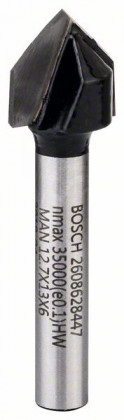 BOSCH 2608628447 Drážkovacia fréza tvaru V/6 mm/d1=12,7 mm/l=12,7 mm/g=45 mm/90°