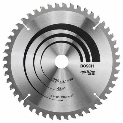 BOSCH 2608641202 Pílový kotúč Optiline Wood 260 x 30 x 3,2 mm, 48