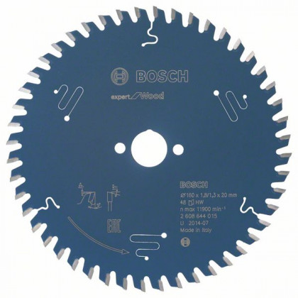 BOSCH 2608644015 Pílový kotúč Expert for Wood 160 x 20 x 1,8 mm, 48