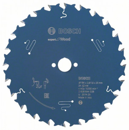 BOSCH 2608644038 Pílový kotúč Expert for Wood 184 x 20 x 2,6 mm, 24