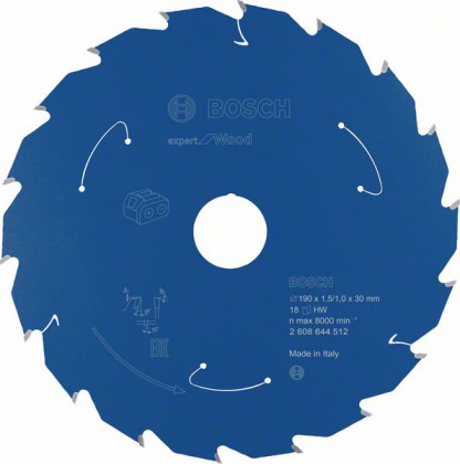 BOSCH 2608644512 Pílový kotúč pre AKU píly Expert for Wood 190x1,5/1x30 mm, 18
