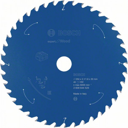 BOSCH 2608644525 Pílový kotúč pre AKU píly Expert for Wood 254x2,1/1,6x30 mm, 40