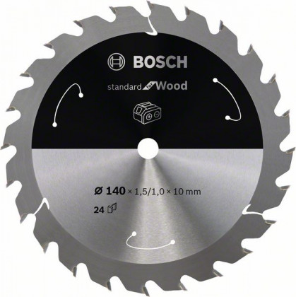BOSCH 2608837669 Pílový kotúč pre AKU píly Standard for Wood 140x1,5x10 mm, 24