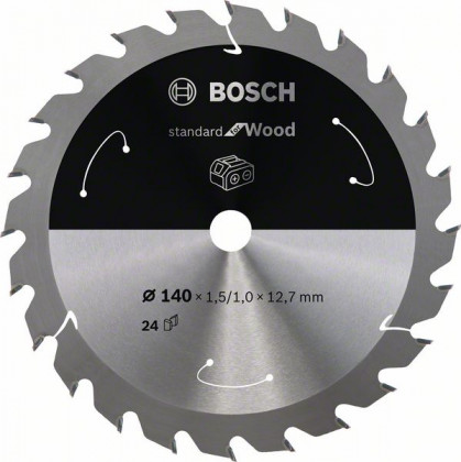 BOSCH 2608837670 Pílový kotúč pre AKU píly Standard for Wood 140x1,5x12,7 mm, 24