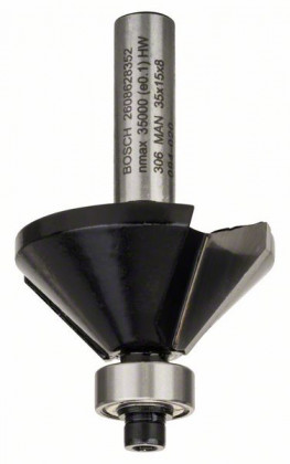 BOSCH 2608628352 Fazetová fréza, 8 mm, b = 11 mm, l = 14,7 mm, g = 56 mm, 45° BOSCH 2608628352 Fazetová fréza, 8 mm, b = 11 mm, l = 14,7 mm, g = 56 mm, 45°