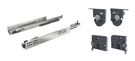 K-HETTICH set Quadro 4D V6 SiSy 350mm/30kg pre bočnicu 16mm + sada spojek