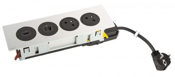 K-LEGRAND Disq´ln 2x230V+1xUSB A/C,HDMI, čierna/nerez
