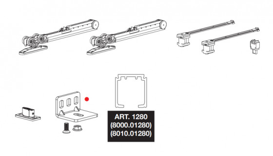 TERNO Step sada kov. pre posúvne dvere  30-80kg,2x tlmič,lišta 2000mm,príchyty