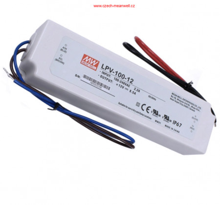 Transformátor MEAN WELL LPV-100-12, 12V, 100W, IP67
