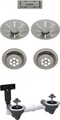 BLANCO 207441 Odtoková súprava 2x3,5" InFino Satin Platinum