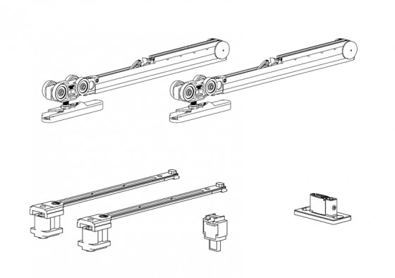 TERNO Eclettica sada kovania pre interiérové posúvne dvere 120kg, 2x tlmič TERNO Eclettica sada kovania pre interiérové posúvne dvere 120kg, 2x tlmič