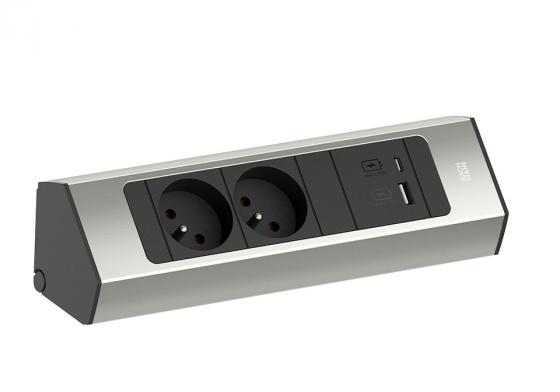 BACHMANN 932.003 Casia 2, 2x230V + 1xUSB A/C imitácia nerezi