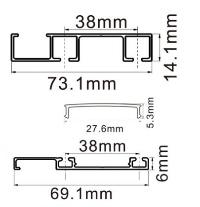 StrongLine Piato horné a spodné vedenie, krycí profil 2m elox