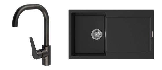 StrongSinks S3 Set drez Zala 860 860x500mm granit čierny + Baterie Garonne čiern