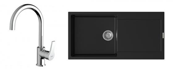 StrongSinks S3 Set drez Zala 1000 1000x500mm granit čierny + Baterie Rhona chrom