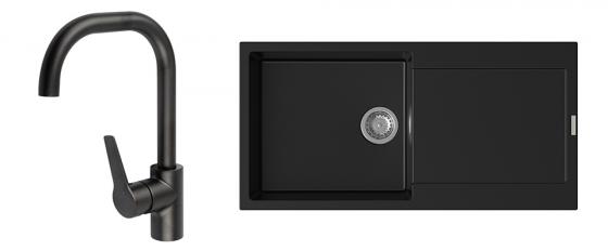 StrongSinks S3 Set drez Zala 1000 1000x500mm granit čierny + Baterie Garonne č.