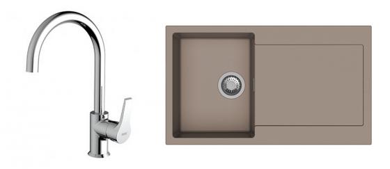 StrongSinks S3 Set drez Zala 860 860x500mm granit hnedý + Baterie Rhona chrom