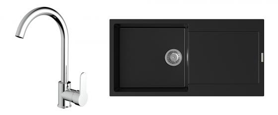 StrongSinks S3 Set drez Zala 1000 1000x500mm granit čierny + Baterie Seina chrom