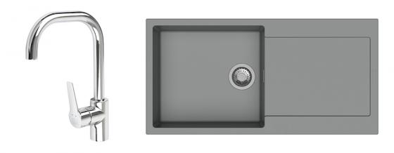 StrongSinks S3 Set drez Zala 1000 1000x500mm granit šedý + Baterie Garonne chr.