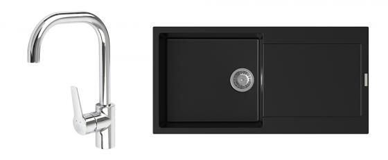 StrongSinks S3 Set drez Zala 1000 1000x500mm granit čierny + Baterie Garonne chr