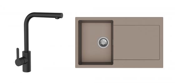 StrongSinks S3 Set drez Zala 860 860x500mm granit hnedý + Batéria Ipoly čierna