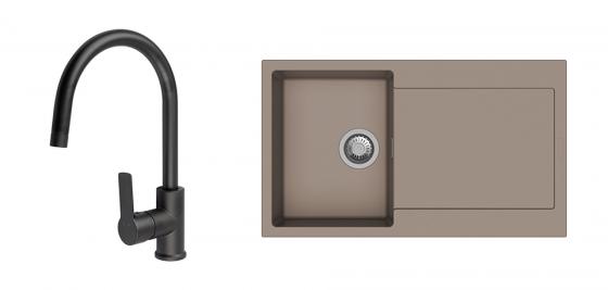 StrongSinks S3 Set drez Zala 860 860x500mm granit hnedý + Batéria Loira čierna