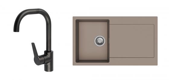 StrongSinks S3 Set drez Zala 860 860x500mm granit hnedý + Batéria Garonne čierna