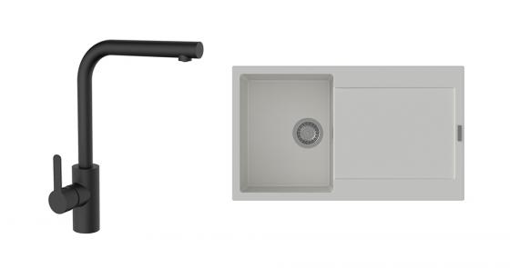 StrongSinks S3 Set drez Zala 860 860x500mm granit bílá + Batéria Ipoly čierna