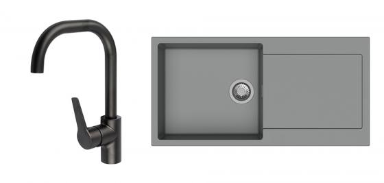 StrongSinks S3 Set drez Zala 1000 1000x500mm granit šedý + Batéria Garonne čiern