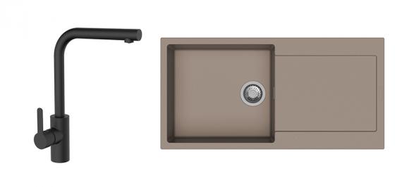 StrongSinks S3 Set drez Zala 1000 1000x500mm granit hnedý + Batéria Ipoly čierna