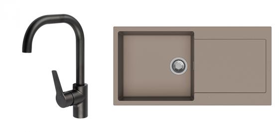 StrongSinks S3 Set drez Zala 1000 1000x500mm granit hnedý + Batér. Garonne čiern