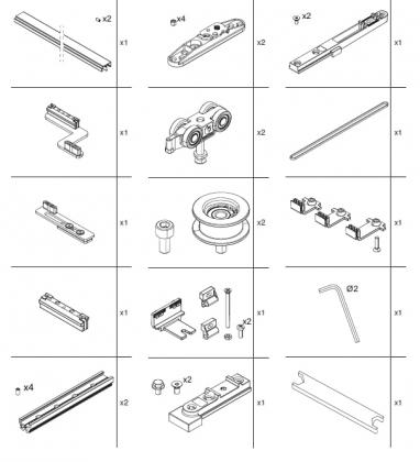 TERNO T-Belt Universal sada kovania pre prostredné dvere 80kg čierna