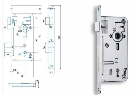 HOBES 536 C Zámok 90/80 BB Zn biely