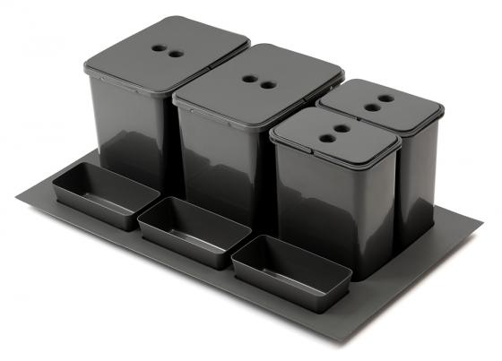 StrongBins sorter 2x16 + 2x8 l vložený do zásuvky 800 - 900 mm, antracit