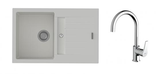 K-StrongSinks S3 Set drez Vardar 780x500mm granit biely + Baterie Rhona chrom