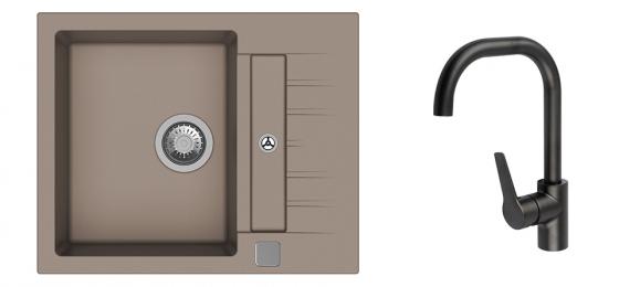 K-StrongSinks S3 Set drez Vardar 615x500mm granit béžová + Bat. Garonne čierna