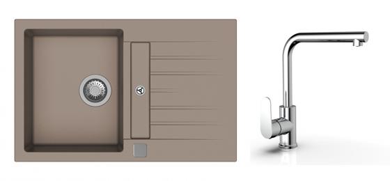 K-StrongSinks S3 Set drez Vardar 780x500mm granit béžová + Baterie  Stréva chr.