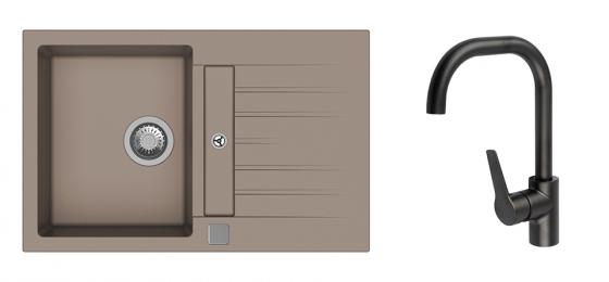 K-StrongSinks S3 Set drez Vardar 780x500mm granit béžová + Bat. Garonne čierna