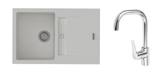 K-StrongSinks S3 Set drez Vardar 780x500mm granit biely + Baterie Garonne chr.