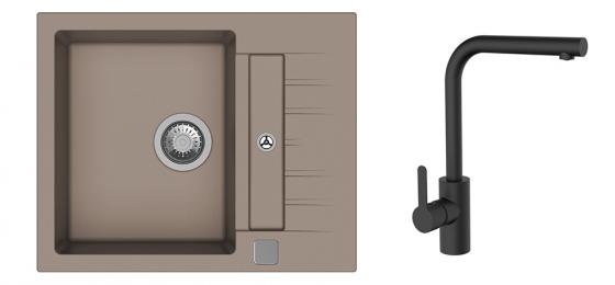 K-StrongSinks S3 Set drez Vardar 615x500mm granit béžová + Baterie Ipoly čierna