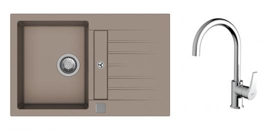K-StrongSinks S3 Set drez Vardar 780x500mm granit béžová + Baterie Rhona chrom