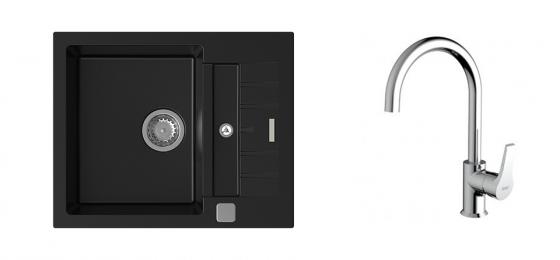 K-StrongSinks S3 Set drez Vardar 615x500mm granit čierny + Baterie Rhona chrom