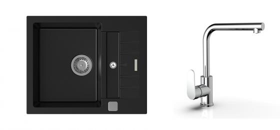 K-StrongSinks S3 Set drez Vardar 615x500mm granit čierny + Bater. Stréva chrom